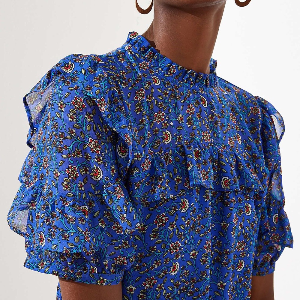 LOFT Ruffle Puff Sleeve Blouse